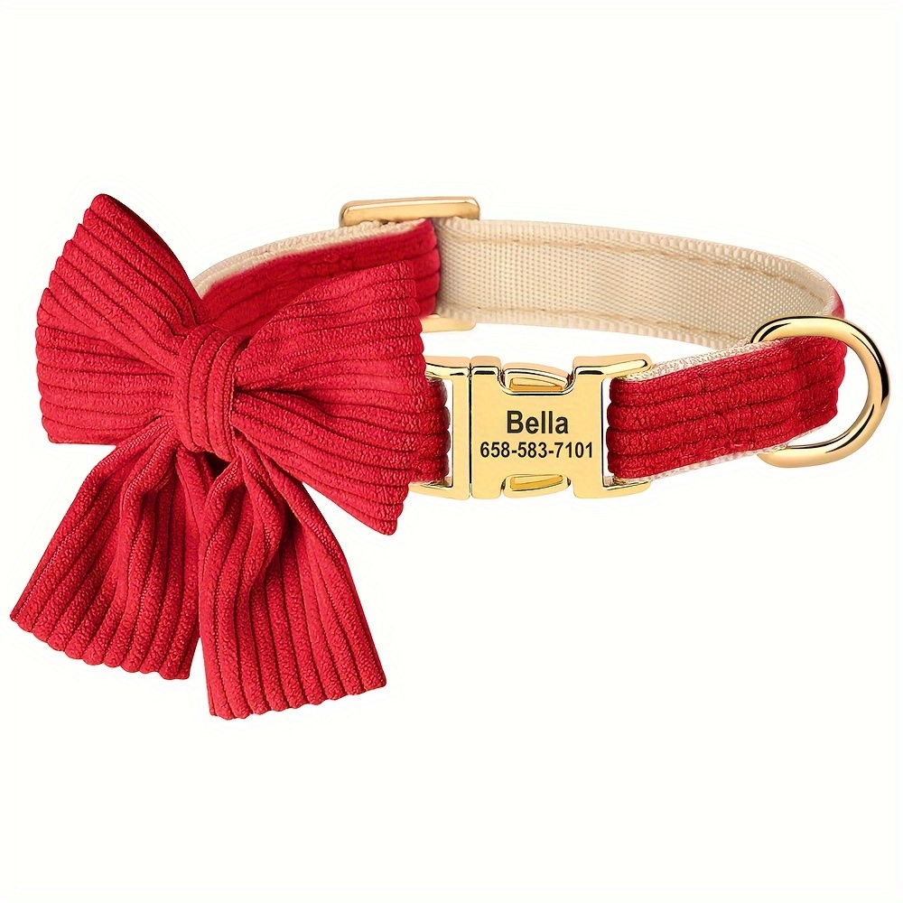 E-shop Anpassbares Cordhundehalsband mit Großer Schleife - Verstellbar, Weich & Bequem für Kleine bis Mittlere - für Tägliche Spaziergänge & Besondere