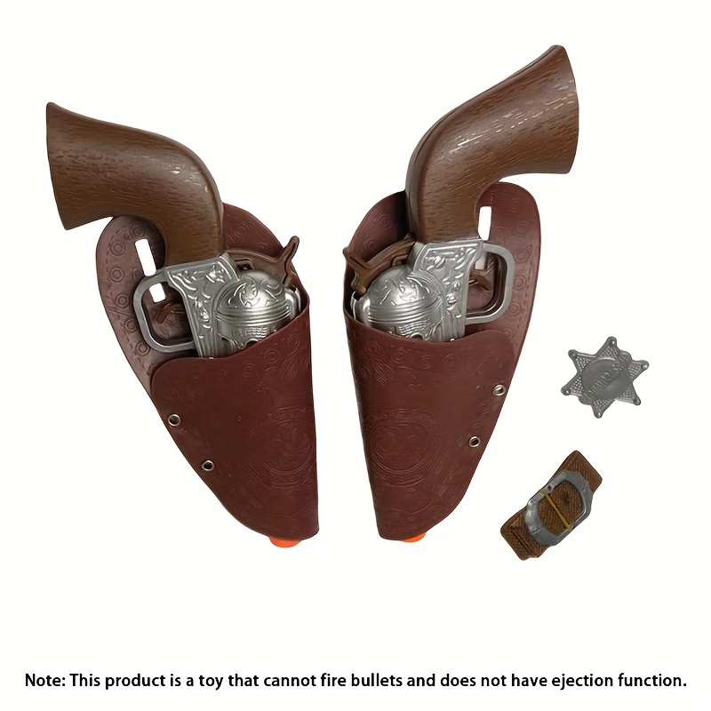 Pistola Sceriffo Bambino Set 2 Pistole Cow Boy 2 Fondine Cinturone Distintivo Stella Sceriffo Set Far West Pistola Giocattolo Set Vecchio West Sceriffo Cowboy Set Giocattolo Per Bambini Doppia Pistola