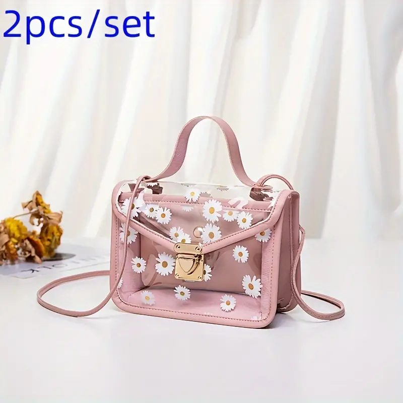 small daisy mother bag crossbody fashion womens transparent jelly handbag details 3