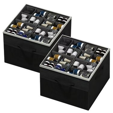 Foldable Shoe Storage Box with Adjustable Partition And Transparent Cover - High-Quality, Space-Saving Wardrobe Solution, Grey Fabric Design, Multi-Functional Storage Box, Durable Structure, Random Style, Random Color