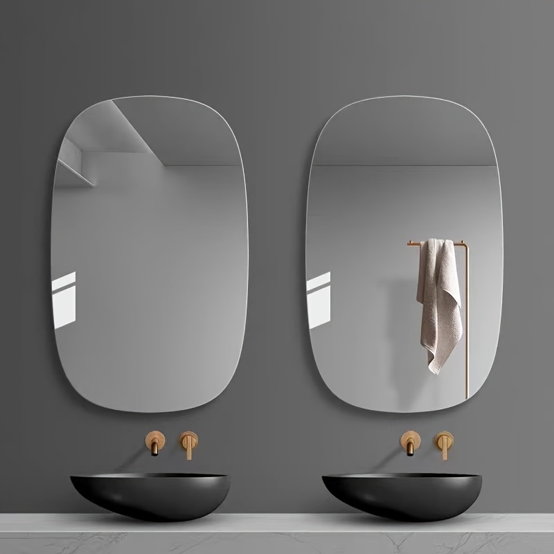1pc - Shower Mirrors - Rectangular Large Round Corner Design ~ Home Daily High Definition Mirror - Acrylic Perfectly Designed Mirror - Holiday Scene Decorative Mirror - Long Rectangle Bathing Mirror - Bathroom Mirror - Romantic Wedding Venue Decoration Mirror - Frameless HD Mirror - RV Interior Layout Mirror - Self-Adhesive Wall Mirror - Dressing Mirror - Modern Home Decor Mirror - Easy Installation - Removable Protective Film