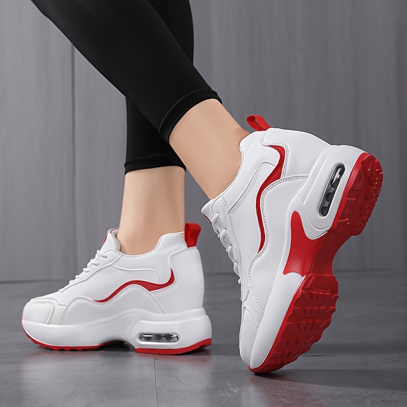 Women's Height Increasing Sports Shoes, Fashion Lace Up Heightening  Sneakers, Versatile Breathable Walking Trainers