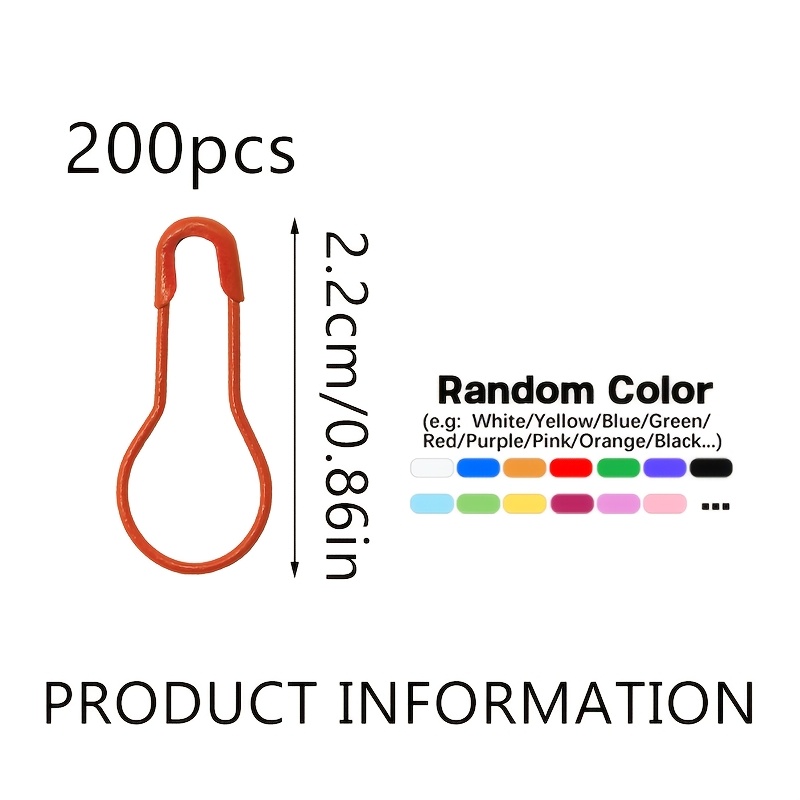 TEMU 200pcs Multi Color Safety Pins Metal Bulb Pins Gourd Pin Clothing Pin For Diy Craft, Home Accessories(random Color)