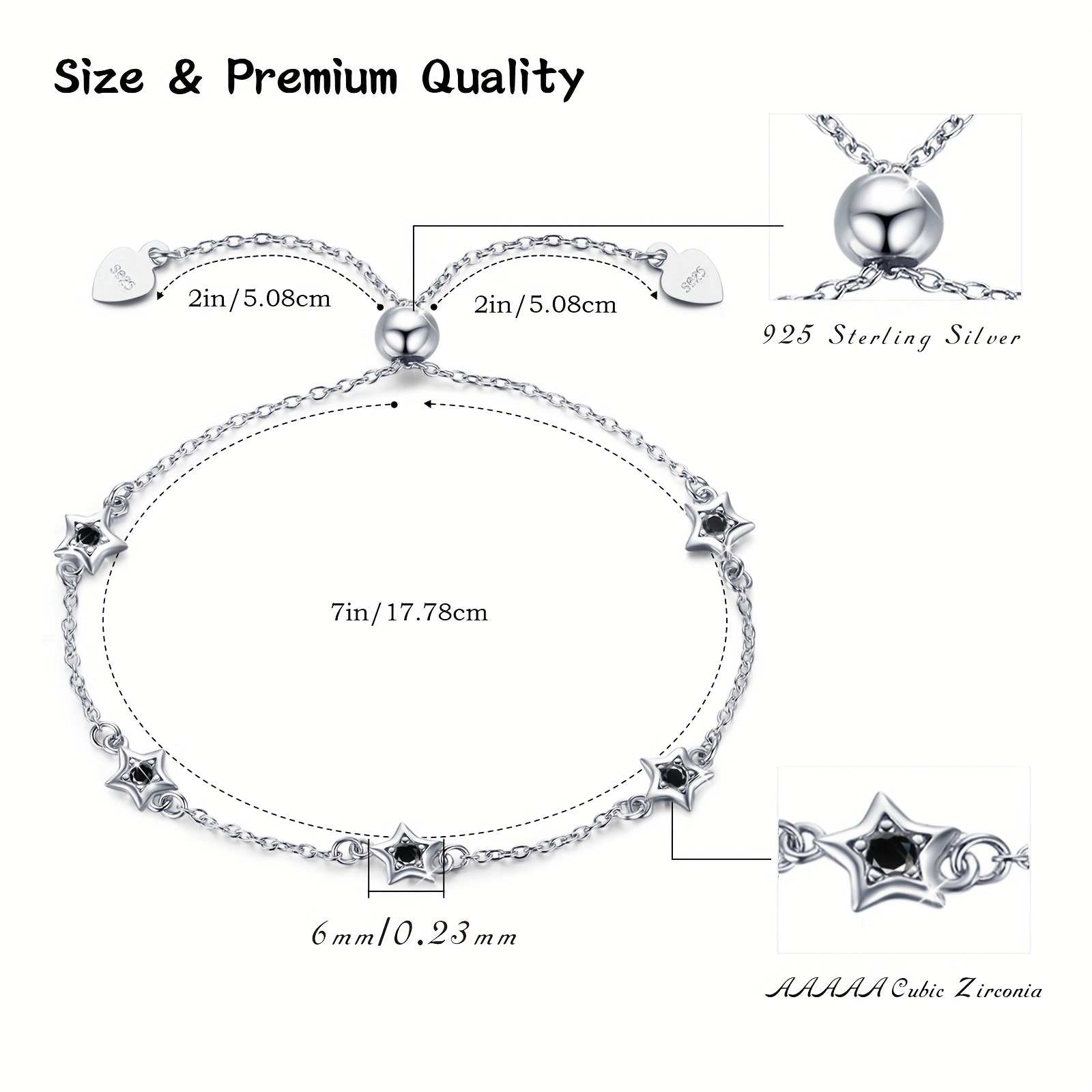 925 Silver Star Bracelet with Zirconia for Women