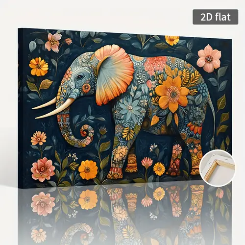 2d canvas wall art with wooden frame ready to hang decor for living room bedroom or dining room dining room decoration wildlife theme canvas elephant decor 2d flat room decor