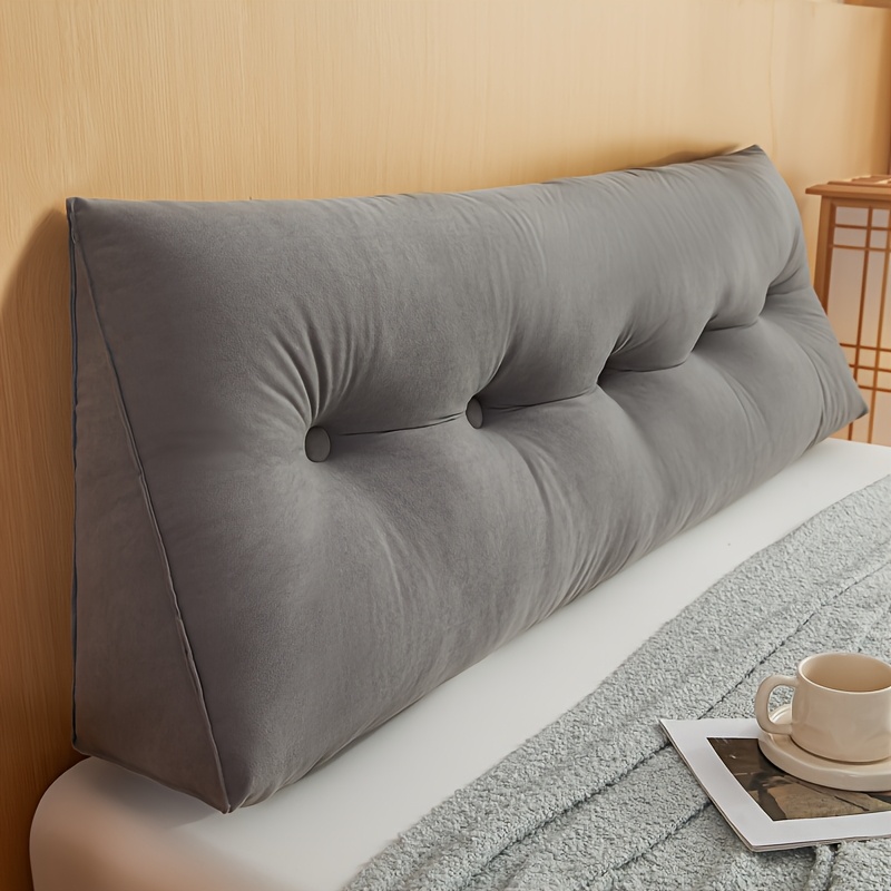 TEMU 1pc Tufted Button Wedge Headboard Pillow, Soft Fluffy Cloud Velvet Bed Backrest Cushion, Comfortable Reading Back Support Decorative Pillow For