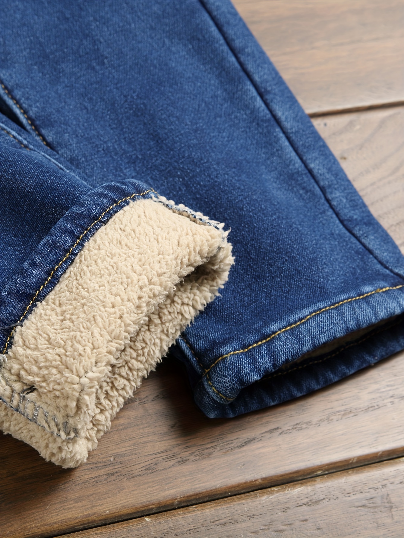 Elastic Waist Wool Lined Jeans Fleece Lined Pants Women Women's