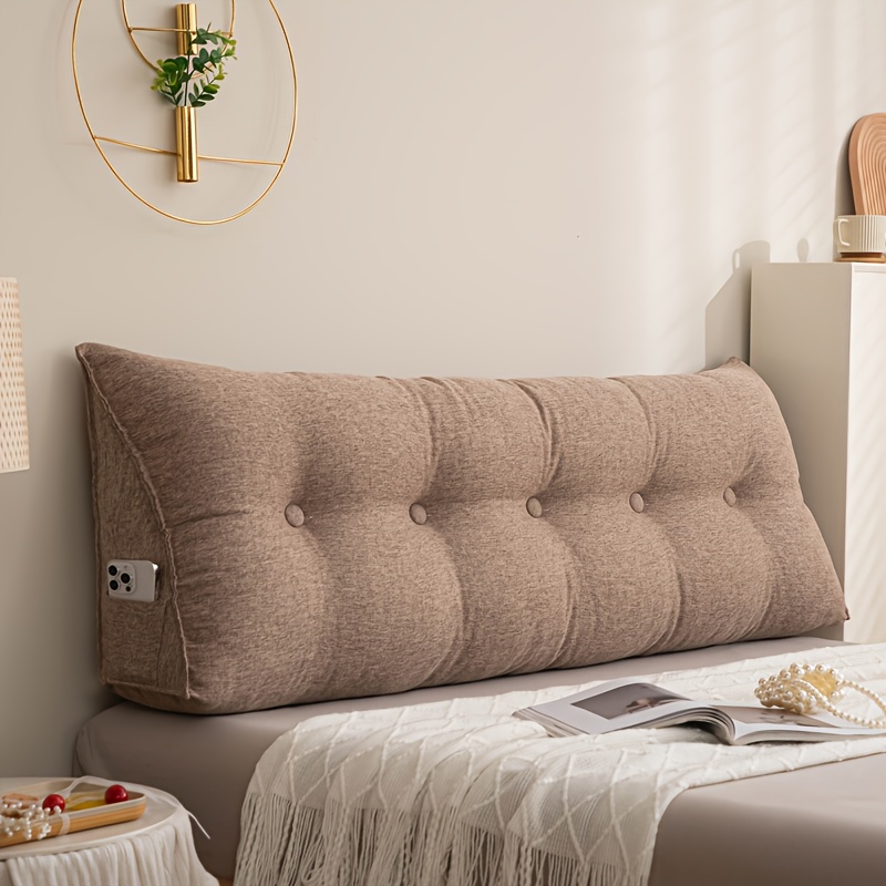 TEMU Grand oreiller de lecture à poils beige pour couples - Soutien ergonomique, tissu en polyester , parfait pour lit et canapé - Cadeau idéal pour