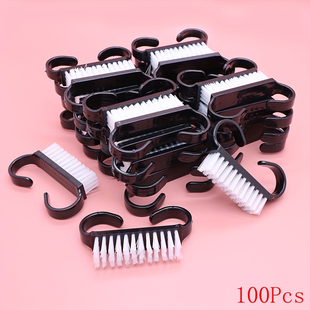 Image of 100/200pcs Plastic Nail Art Dust Brush For Manicure Black Nail Care Powder Cleaner Cleaning Brush Soft Remover Tools