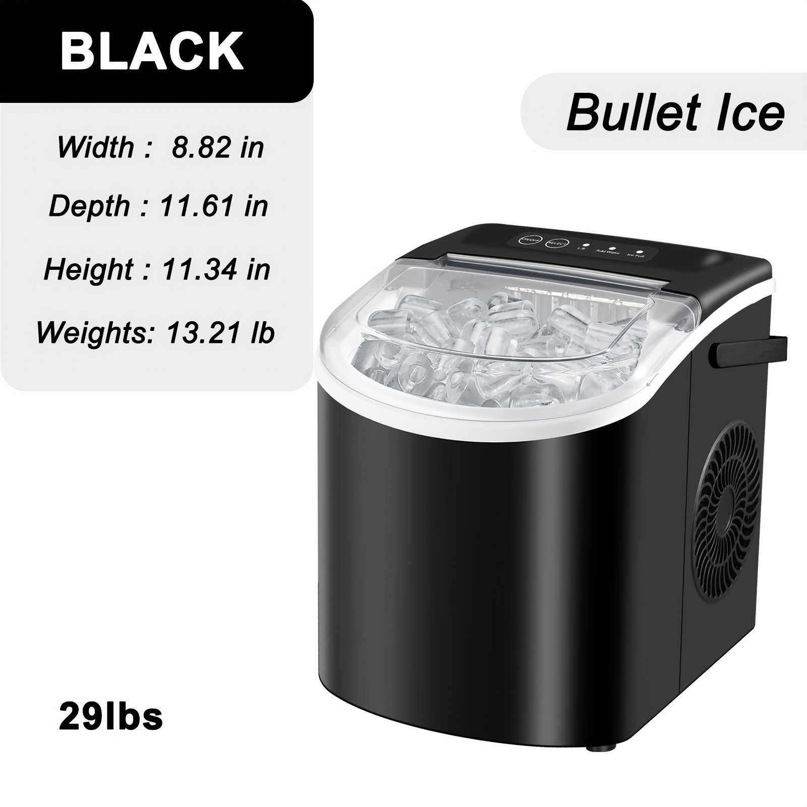TEMU Countertop Ice Maker With Handle, Produces 26 Of Ice 24 Hours, 9 Ice Cubes In . Portable Ice Maker Comes With A Basket And Ice Scoop