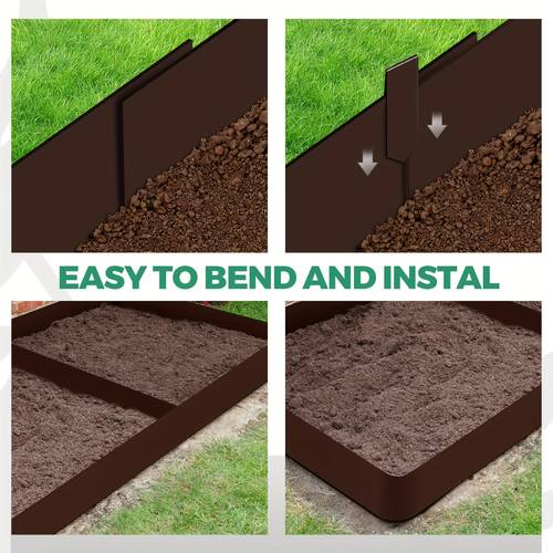 16pcs steel landscape edging 4 x 40 inch steel garden edging landscape edging hammer flower bed metal landscaping edging for landscaping brown
