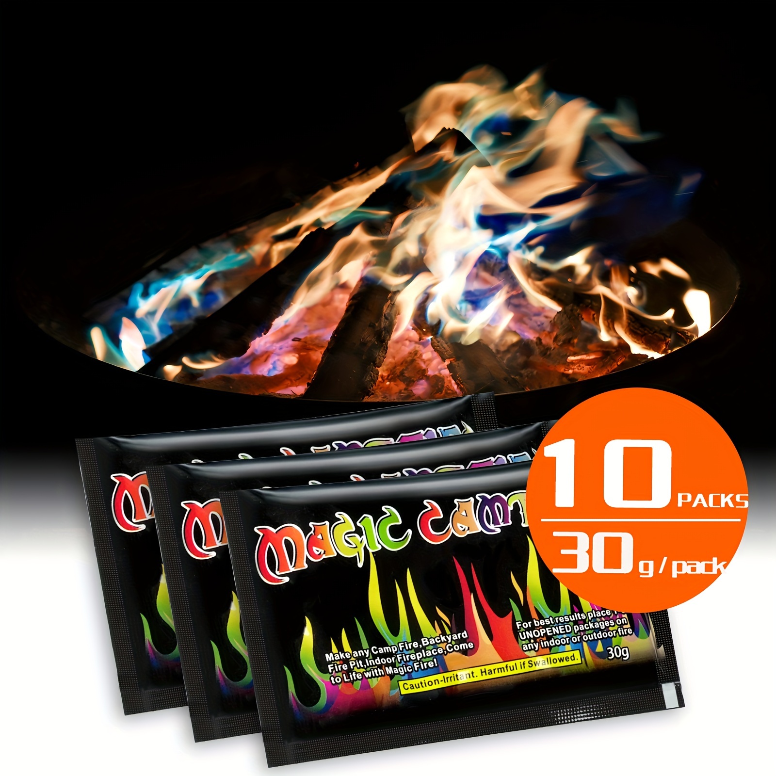 

10 Packs For Fire Pit: Mystical Color Changing Fire Packets, Magical Fire Colorful Flames For Outdoor Campfires