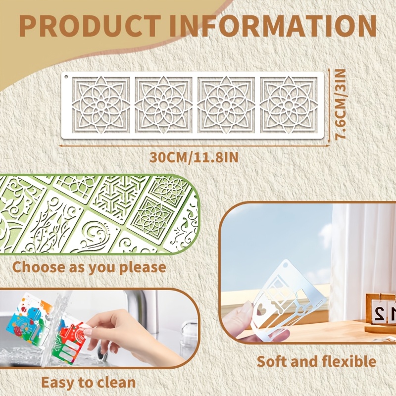 12pcs reusable stencil templates with floral leaf swirl patterns compatible for wood canvas painting compatible with by numbers diy crafts furniture canvas art reusable stencils for flower leaf designs Product details 2