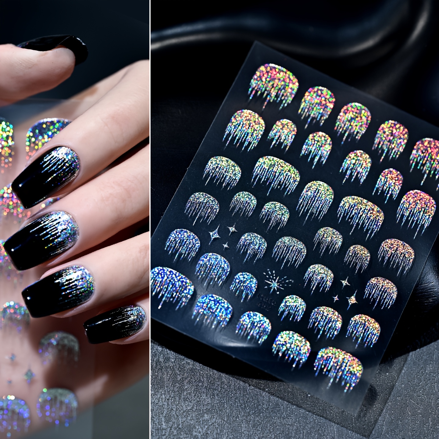 New Style French European Style Stickers With Sparkling Silvery And Flowing Golden, Featuring Exquisite Romantic For Nail Decoration