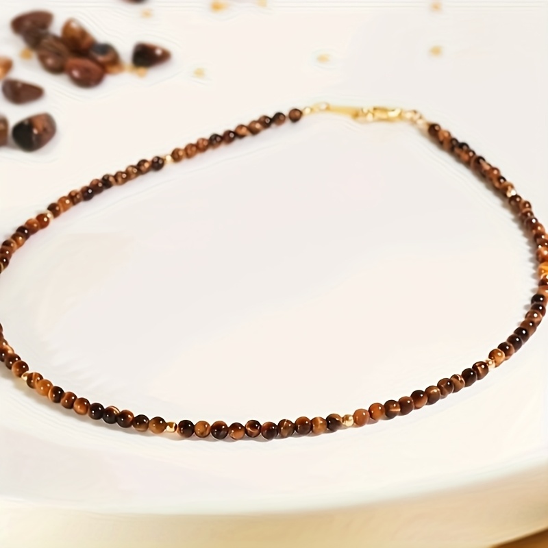 Image of Natural Stone Tiny Eye Round Beaded Choker, Bracelets, Summer Choker, Natural Stone Beaded Necklace, Handmade Necklace, Gift For Her