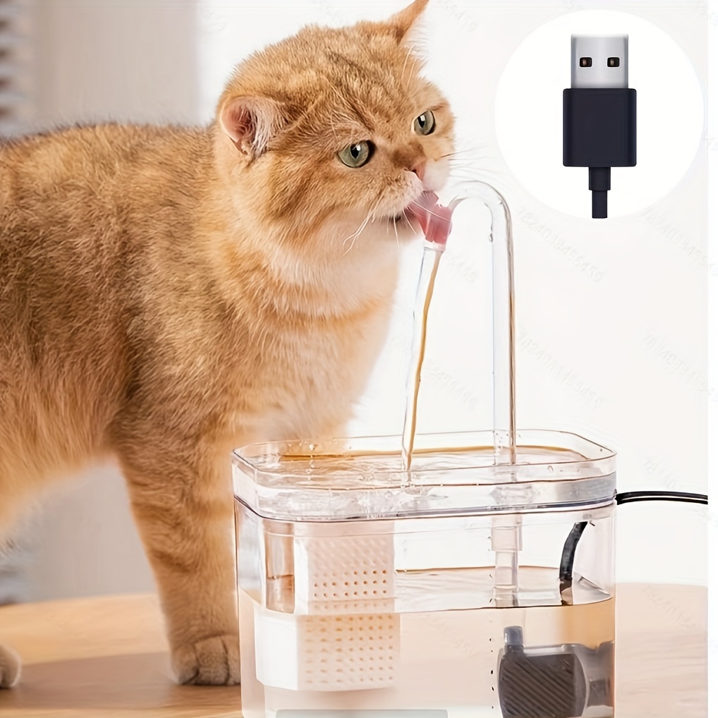 

1.5l Cat Water Fountain Usb Power Pet Water Dispenser Cat Drinking Fountain With Faucet Kits Filter Cat Fountain