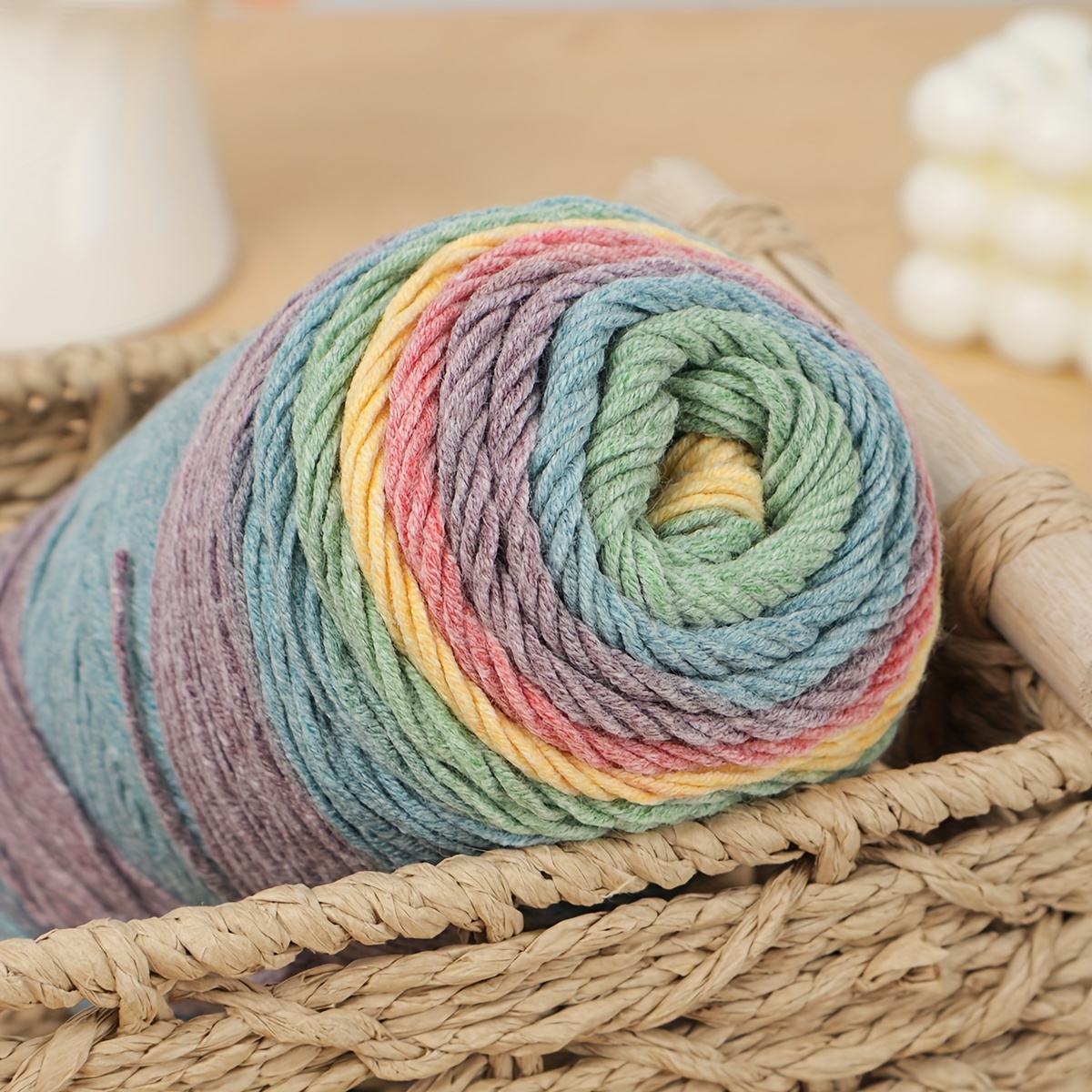 Buy 2 Skeins Rainbow Soft Yarn 100% Wool Gradient Multi Color Yarn