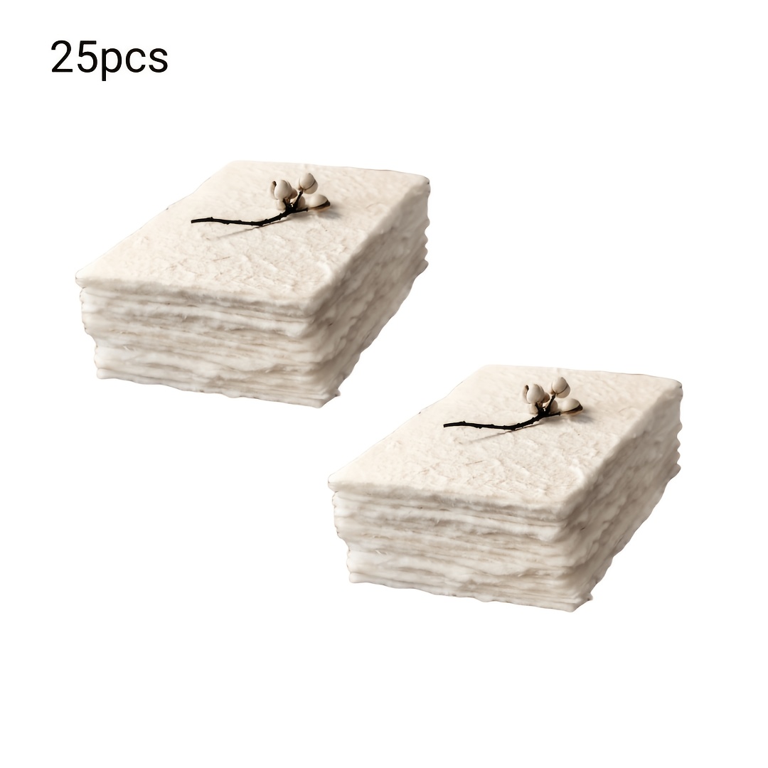 TEMU Lot de 10/25 feuilles de cartes en papier à bord vergé, papier blanc fait main, 4×6 pouces/10×15 cm, papier déchiré fait main pour journaux de