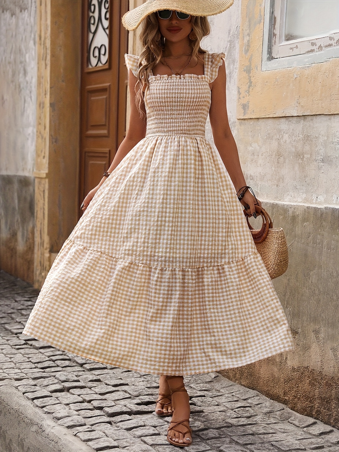 ワンピース organiczooBlueberry Gingham Gather Dress organic zoo】Blueberry Gingham Gather Dress | RIRIBELL