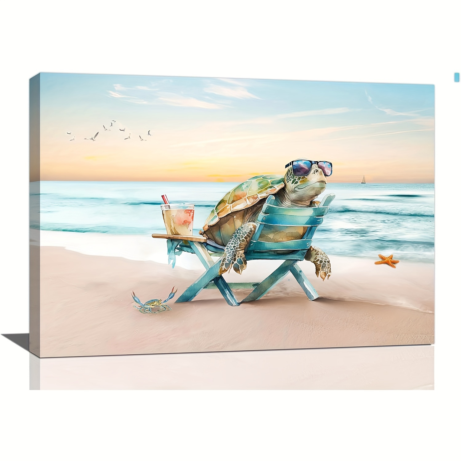 

Charming Sea Turtle Wall Art - Frameless 12x18" Ocean-inspired Print For Bathroom, Living Room & Bedroom Decor Turtle Decor Turtle Bathroom Decor