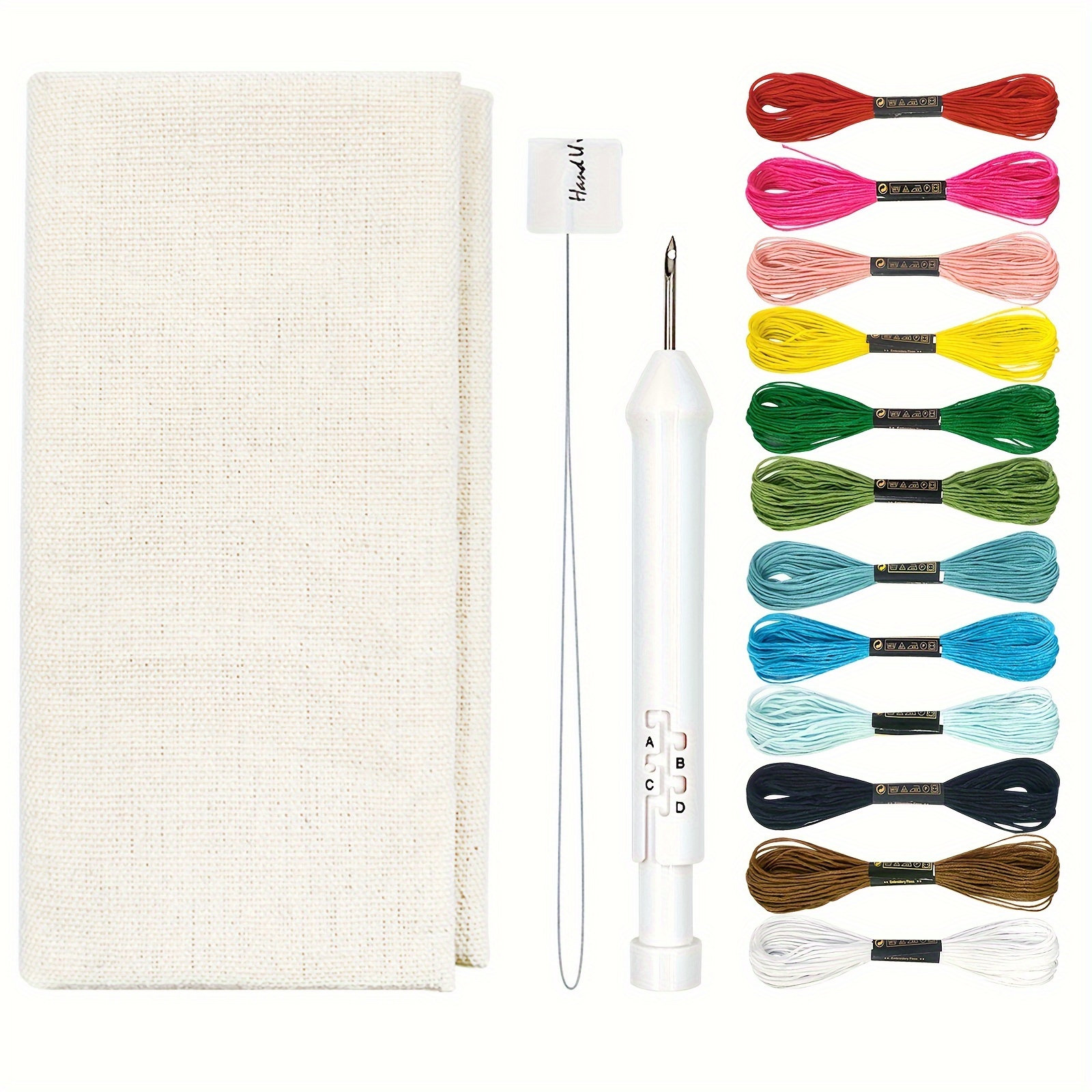 

Kit de de broderie à aiguilles perforantes HAND U JOURNEY 2-4pcs, comprenant une aiguille de 2.2mm, un tissu de 25cm, des fils de 12 couleurs de 8m, un anneau en plastique, avec des manuels de Noël.