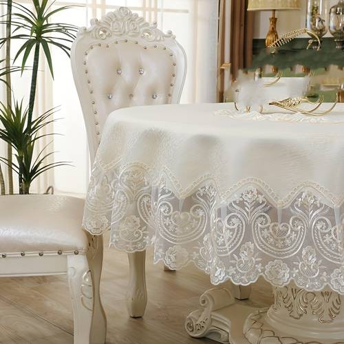 ., frühlingsprächtige runde bestickte spitzen-tischdecke, böhmischer stil für couchtisch und frühstückstischdekoration, hochzeits-desktop-dekoration, feiertags-tischabdeckung. kamindeko, party-restaurant-küchendeko