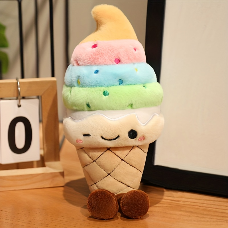 Ice Cream Plush Toy Fluffy Stuffed Dessert With Swirls For Whimsical Play/nursery Decor