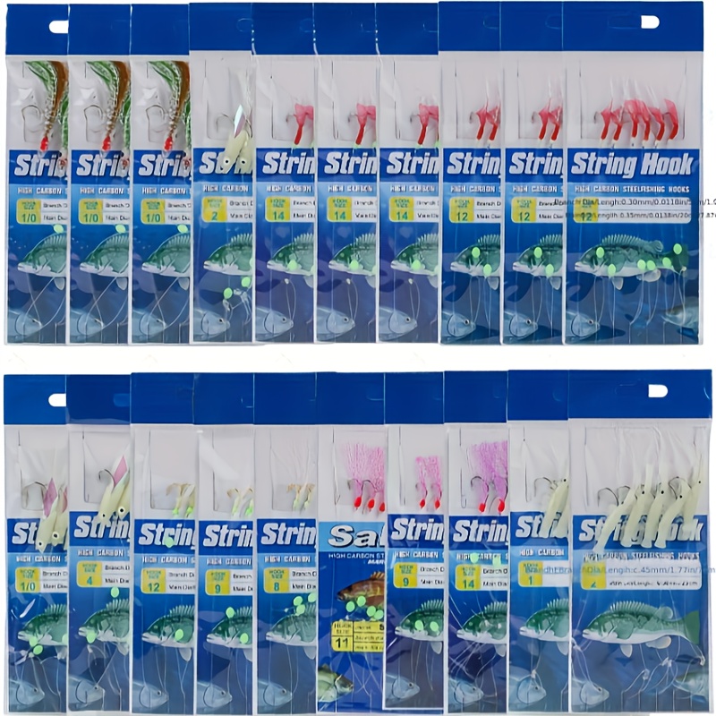 TEMU 20pcs Fishing Bait Rigs Set Luminous Bait Rig With Sharp Hooks Soft Shrimp Lure Surf Fishing Rigs Saltwater