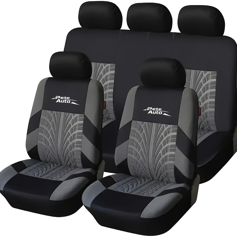 TEMU Luxury 5-seater Car Seat Cover, Soft And Comfortable And Fashionable Letter Tire , The Physical Product Includes 2 Front Seats + 1 1pc Rear Seat