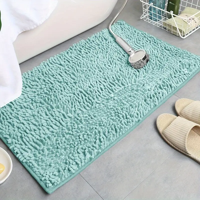 2pcs chenille bath mat u shaped rectangular bath rug bathroom fluffy plush carpet absorbent and non slip hygienic mat bathroom decoration Product details 0