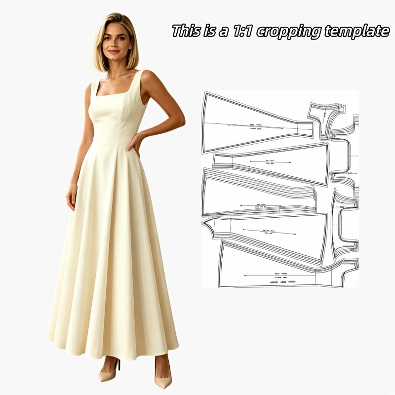 TEMU de couture de robe longue pour femme à l'échelle 1:1, adaptés au bricolage et à la production en petite série - Gabarits de de robes en papier à
