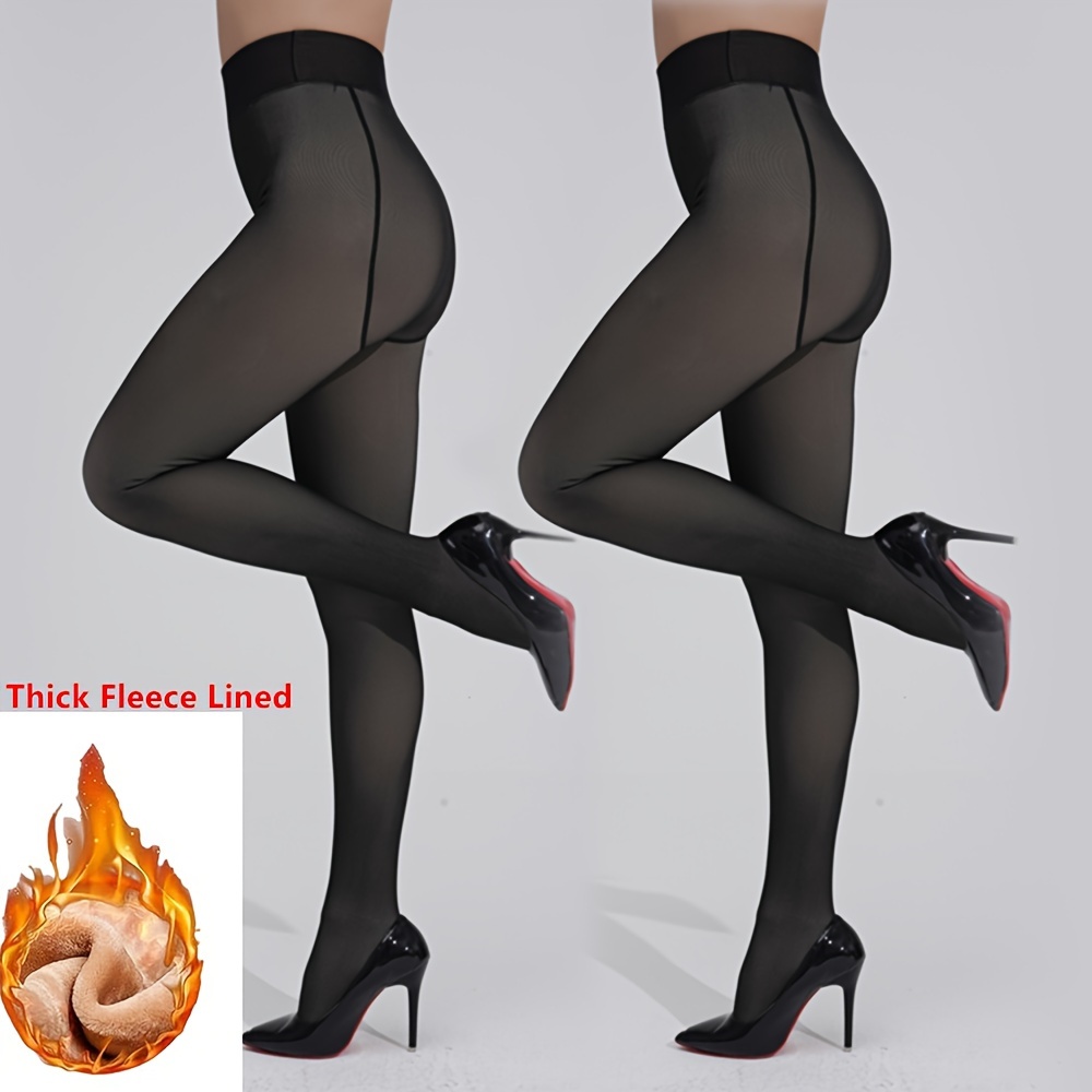 

Fleece Lined Tights For Women And Girls, High Waist Fake Translucent Warm Pantyhose, Comfortable Women's Stockings And Hosiery For Winter