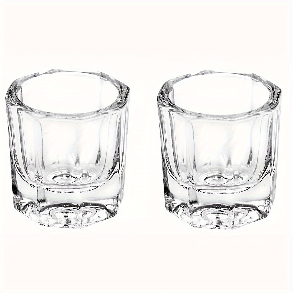 TEMU 2pcs Nail Crystal Glass Cups, Transparent Nail Tools, Suitable For Nail Salons, Personal Manicure