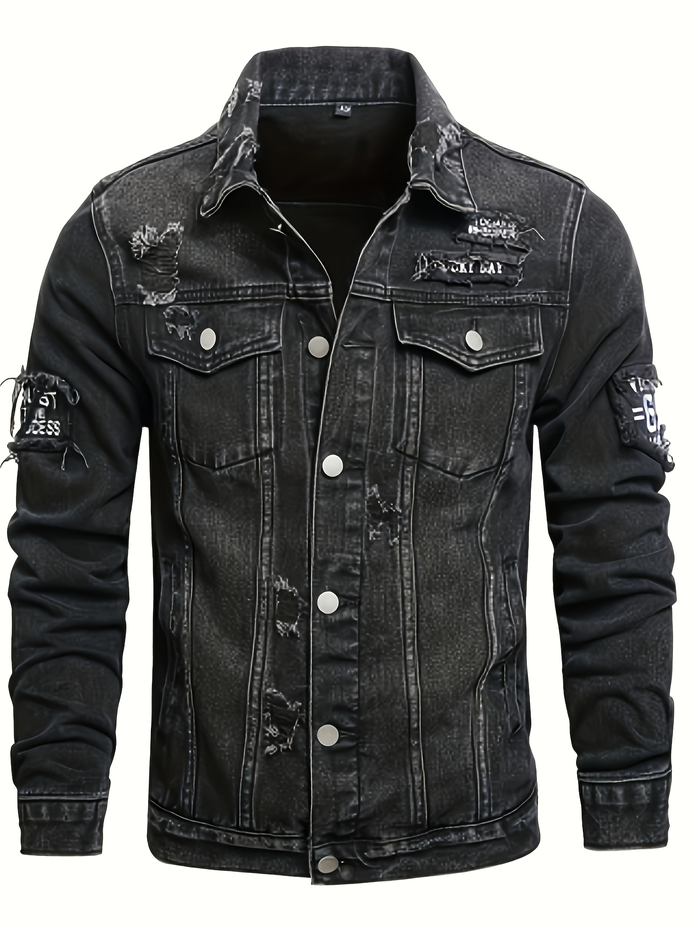 *'S Heavy-Duty Non-Stretch Denim Jacket Classic Button-Front Closure  Fit with Chest Pockets Everyday Formal Streetwear Outerwear for