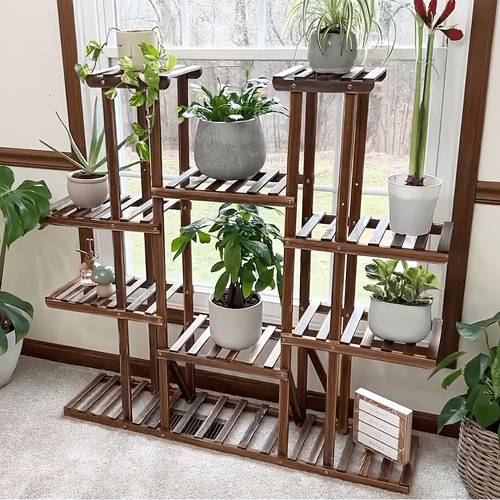 large wooden plant stand 11 tiers flower planters display shelf for porch condo garden indoor outdoor