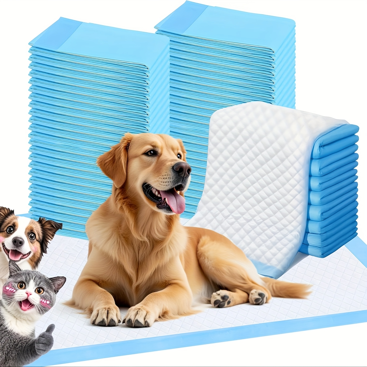 TEMU Xxxl Dog Pee Pads Extra Large 31"x47", 40 Count Large Puppy Training Pads With Adhesive Tabs, 8 Layers Thick, Super Absorbent, Leak-proof,