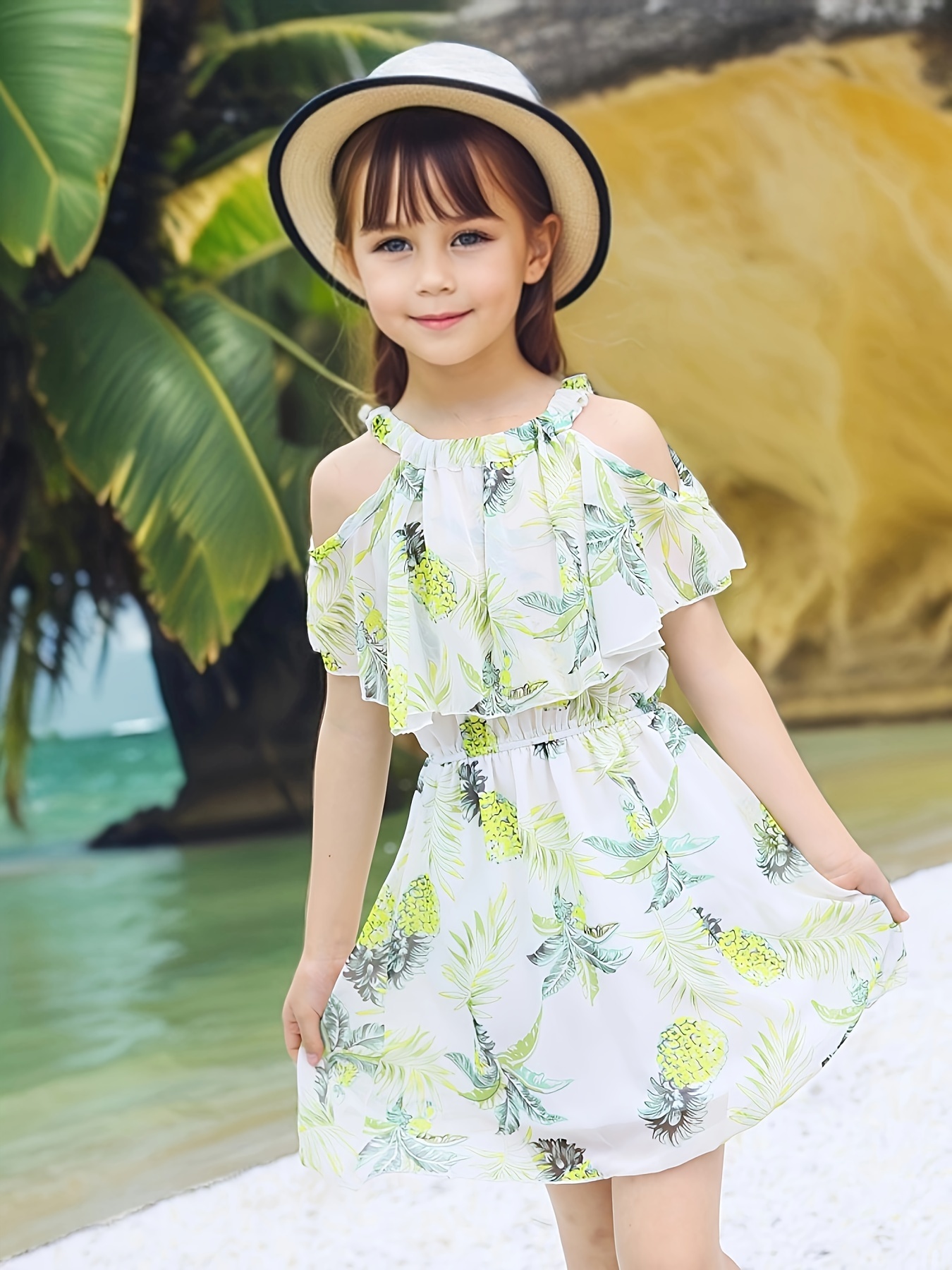 2pcs Kid Girl 3d Floral Embroidered Sleeveless Dress and Bag Set