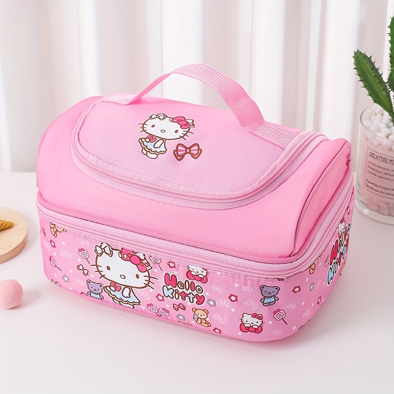 TEMU Hello Kitty Lunch Bag Lunch Box Bag Cute Double Portable Insulation Bag Student Lunch Bag Cartoon Cute Large Capacity Lunch Bag Bag Suitable For