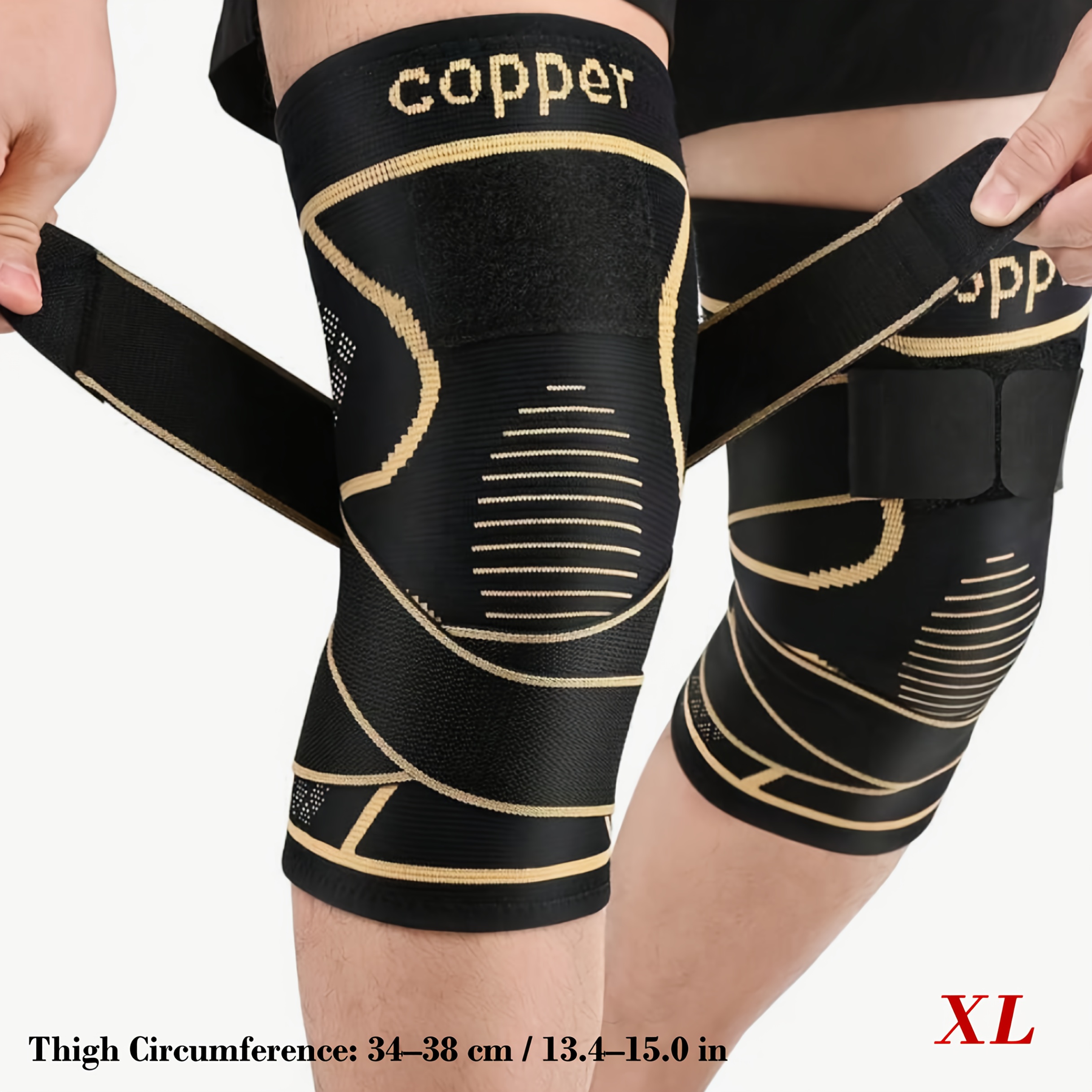 TEMU 2pcs Knee Brace With Strap, Nylon Blend Compression Sleeve For Men, , Strapfast Closure, Comfortable And Durable, Ideal For Daily Activities,
