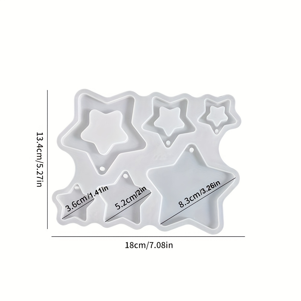 3d Shaped Resin Silicone Mold, 6-in-1 Design Silicone Star Hanging Ornament Mold With Hole For Resin Plaster Cement Casting, Diy Art Crafts For Home Decor