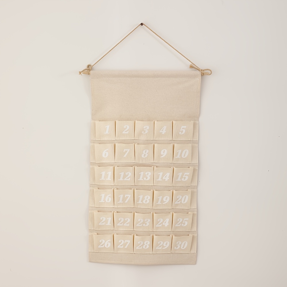 Ramadan Advent Calendar & Monthly Wall Calendar: Hanging Design With 30 Pockets For Decor, Daily Organization, Home/office Storage & Decor