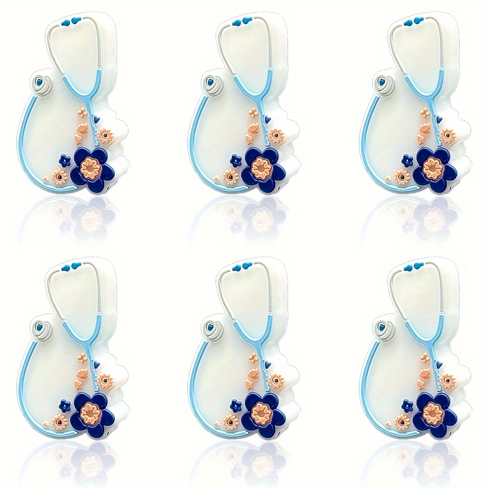 

6-pack Silicone Stethoscope-shaped Beads For Diy Crafts - Ideal For Jewelry Making, Pen Decoration, Keychains, And