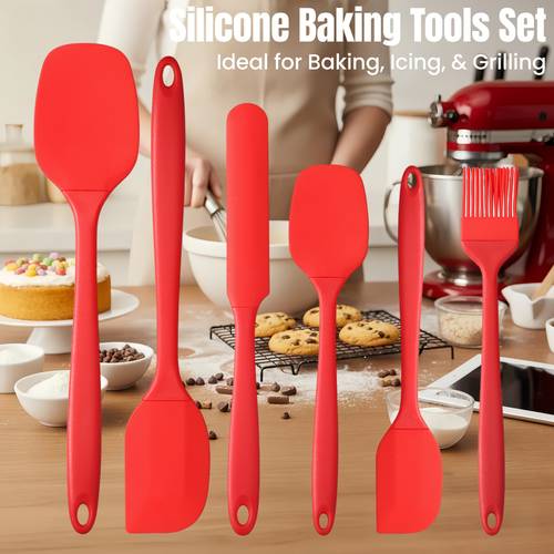 6-teiliges macaron-silikon-küchenset – antihaft- hitzebeständige kochutensilien, backspatel/mixer/ölpinsel/spatel – ideal für backen, grillen feiertagsunterhaltung – für weihnachten, halloween thanksgiving