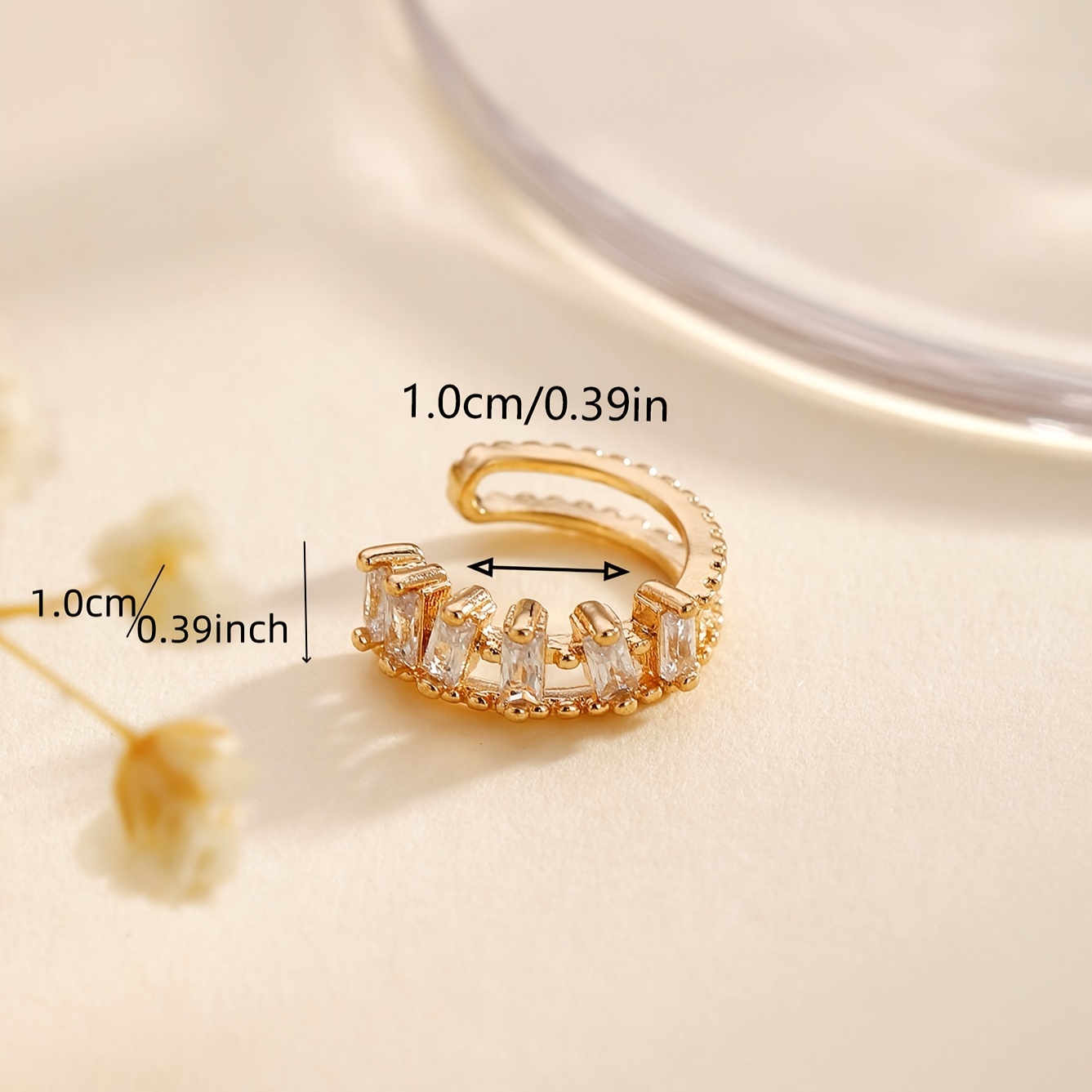 14K Gold Plated CZ Drop Earrings Hypoallergenic Ear Cuffs