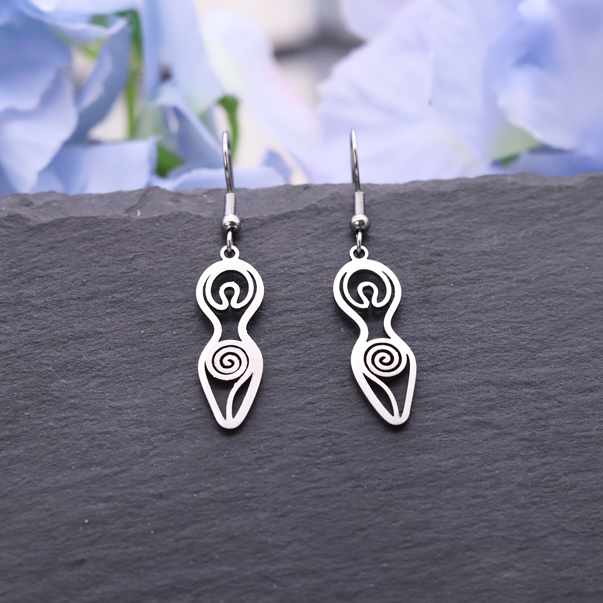 Women's Wicca Spiral Goddess Fertility Dangle Earrings