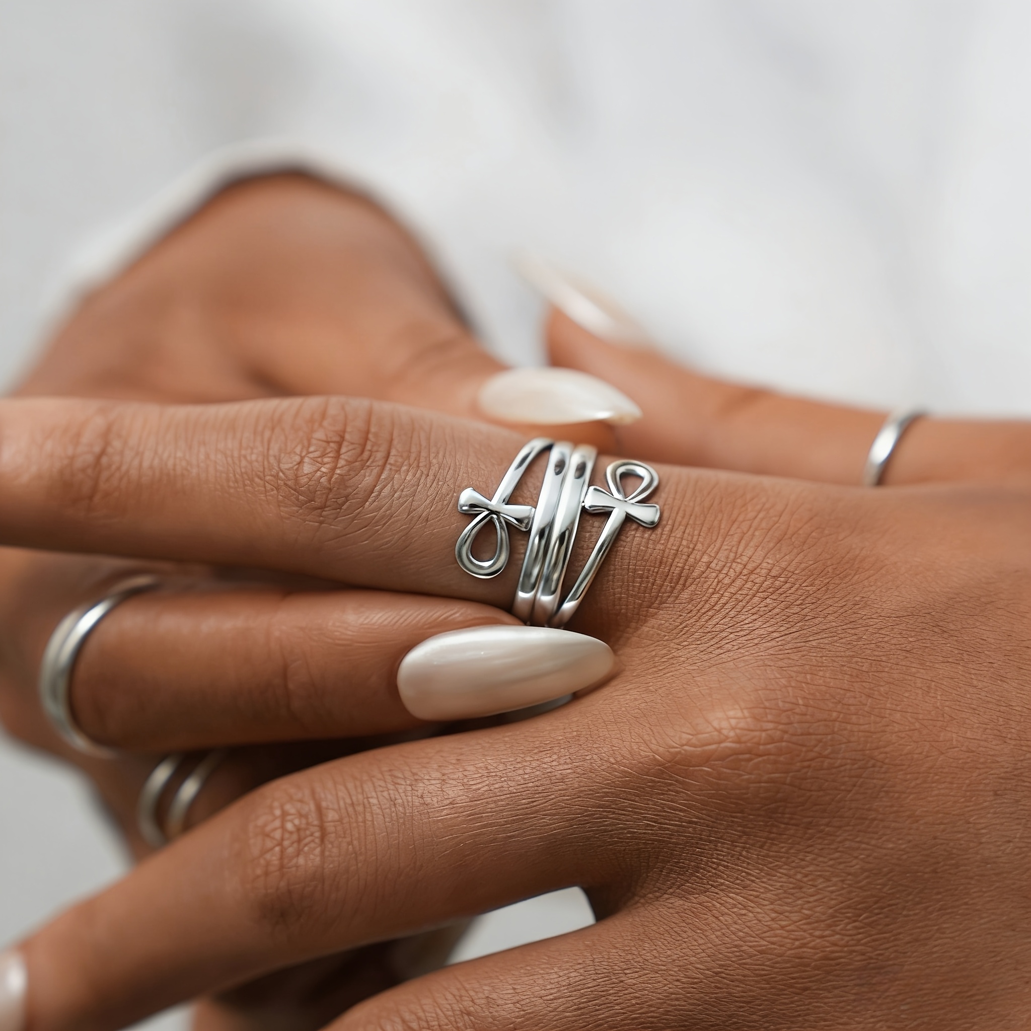 TEMU An Irregularly Designed Women's Adjustable Open-ring, Elegant, Simple, Unique, And Stylish. A Gift For Women, Women's Jewelry, Stainless Steel