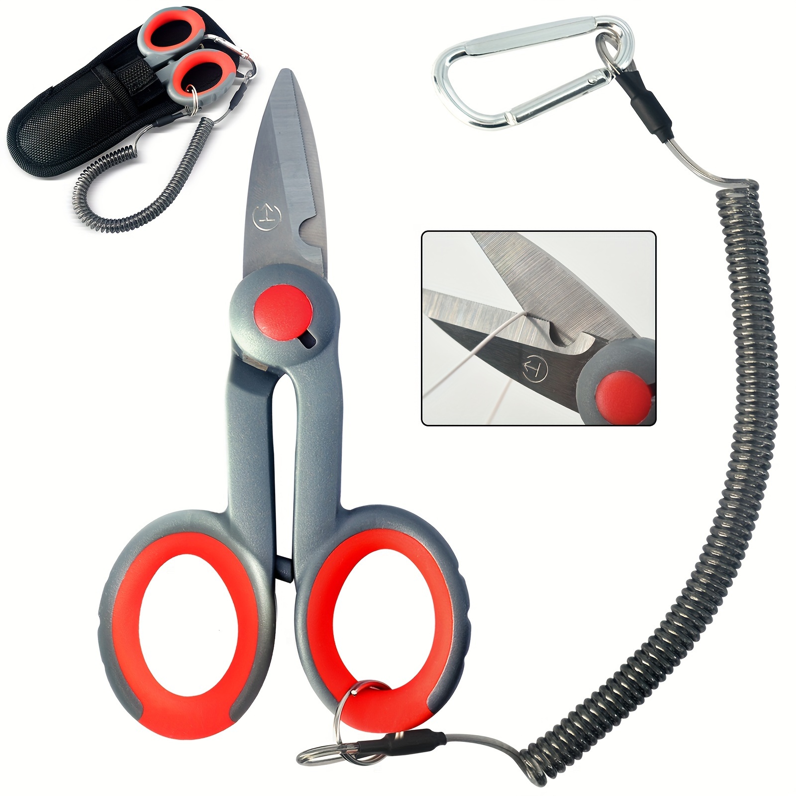

5.7 Inches Industrial Scissors, Lightweight To Carry, Stianless Steel Blade Shear, With Spring Coil Safety Lanyard