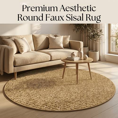 item picture round faux sisal rug modern round rug featuring a ideal for minimalist decor non slip washable aesthetic area rug boho farmhouse textured floor mat for living room bedroom patios doorways gardens