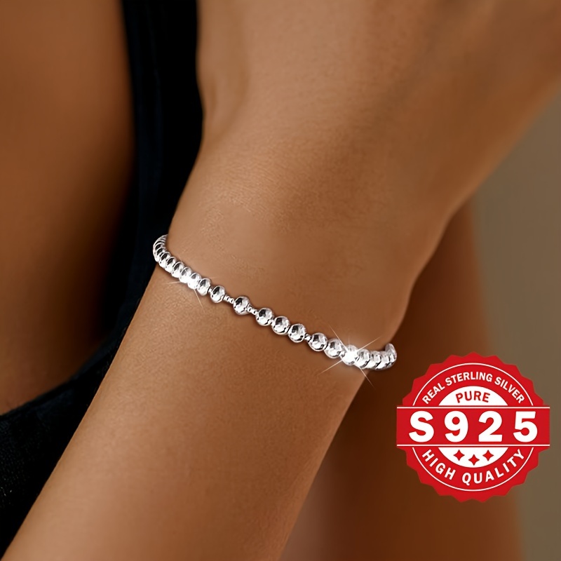 Women's S925 Adjustable Light Pearl Round Bead Bracelet