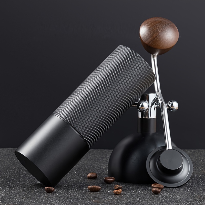stainless steel manual coffee grinder with lattice pattern handle portable hand crank bean mill no electricity required for home and travel details 2